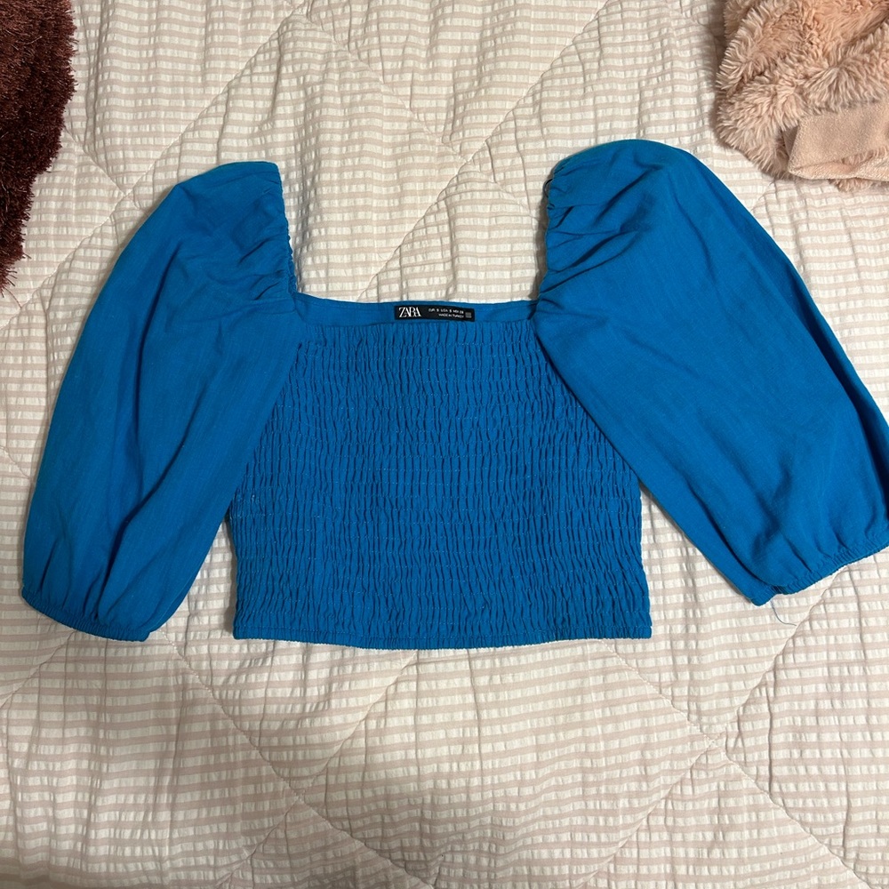 Zara Blue Puff Sleeve top